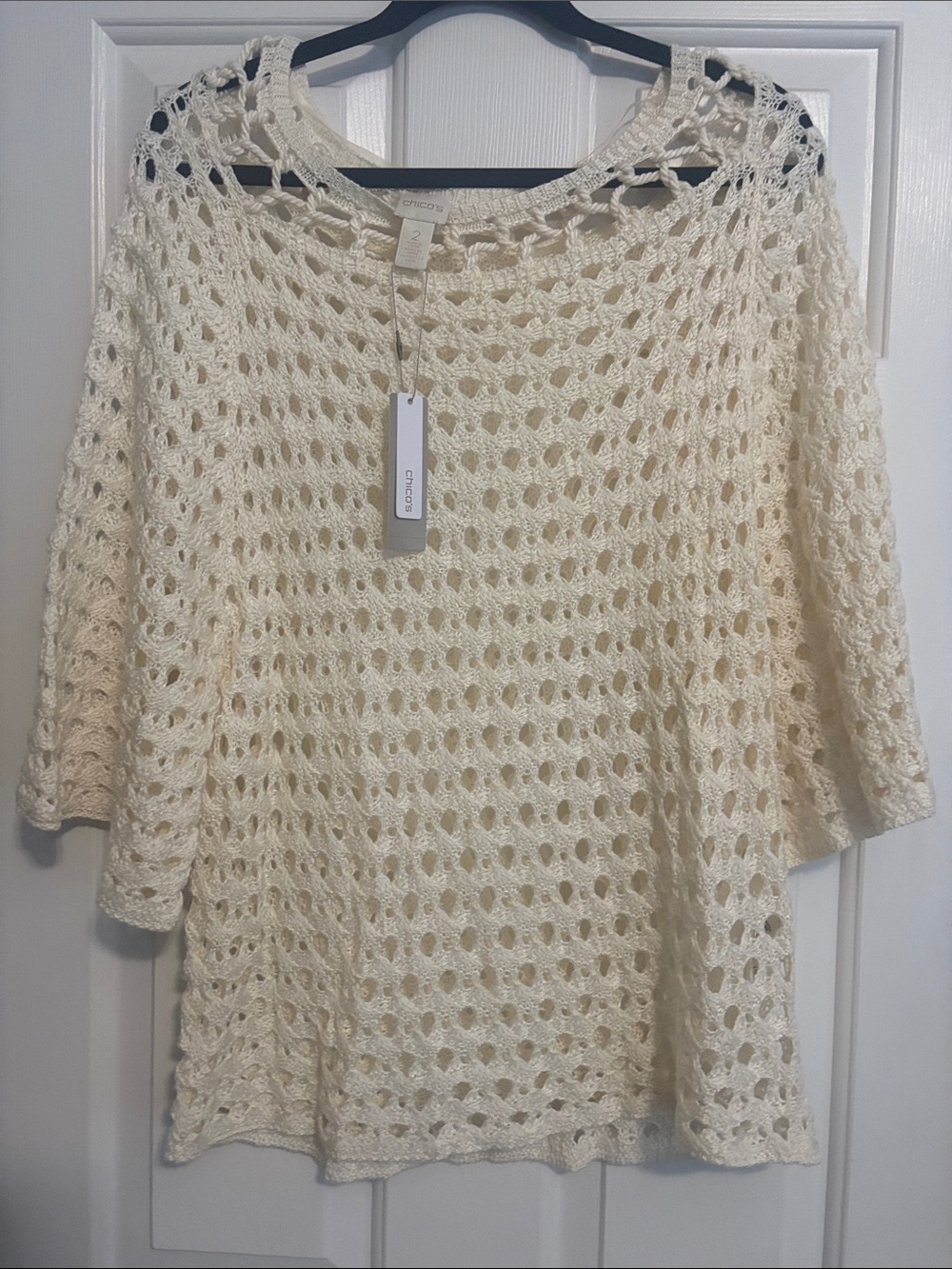 Chico's Open-Knit Cream Sweater